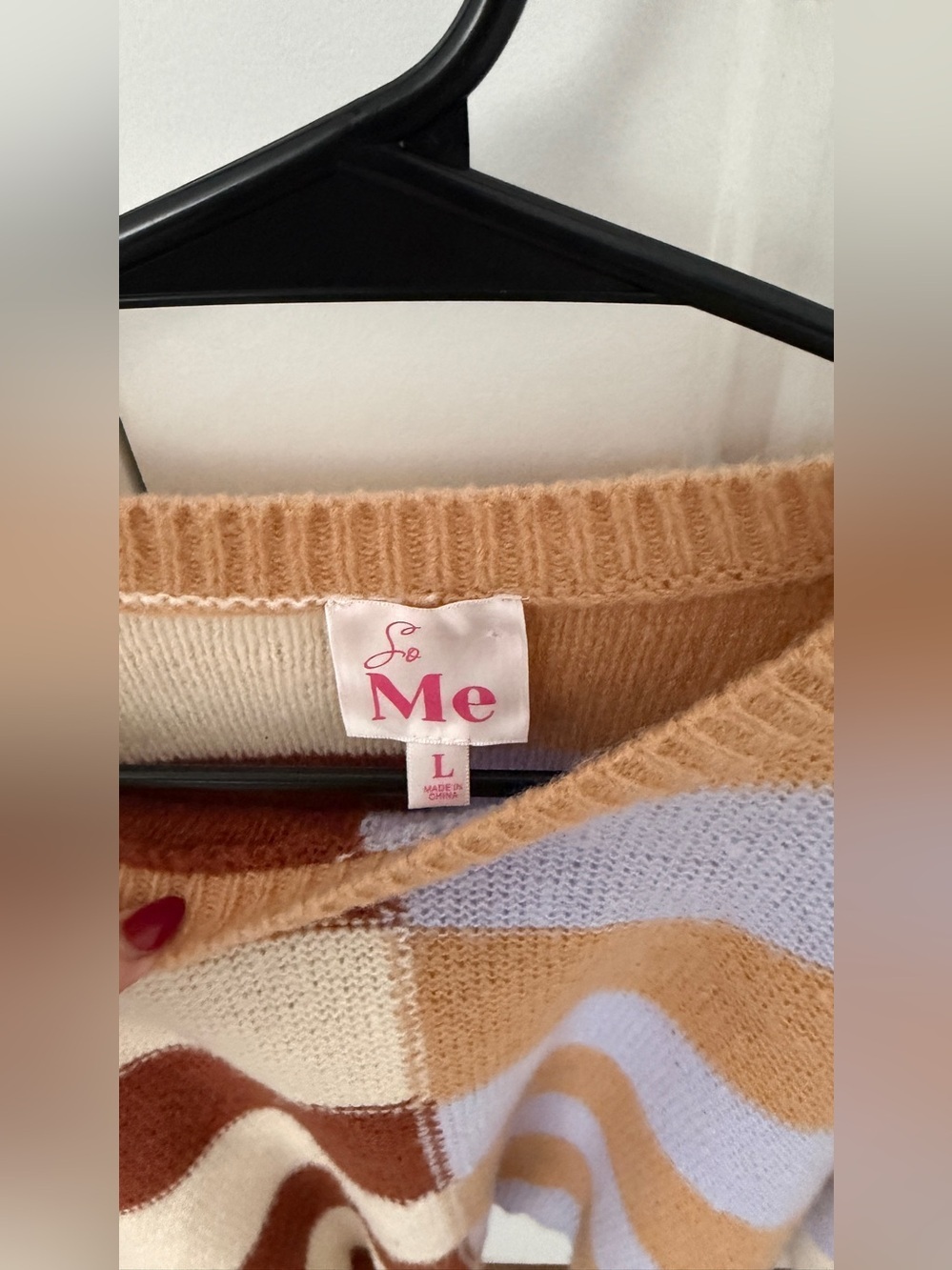 So Me Multi Colored Striped Womens Crew Neck Sweater L - Picture 4 of 5